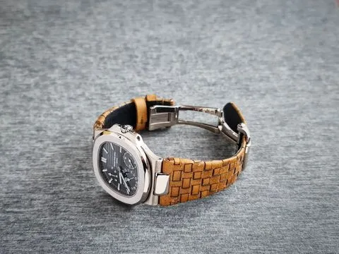 Weaved 360 Tan Leather Strap For Patek Philippe Nautilus