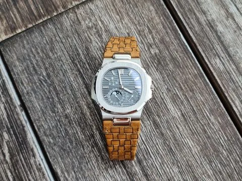Weaved 360 Tan Leather Strap For Patek Philippe Nautilus