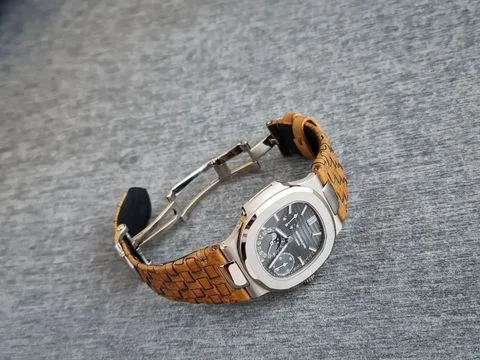 Weaved 360 Tan Leather Strap For Patek Philippe Nautilus