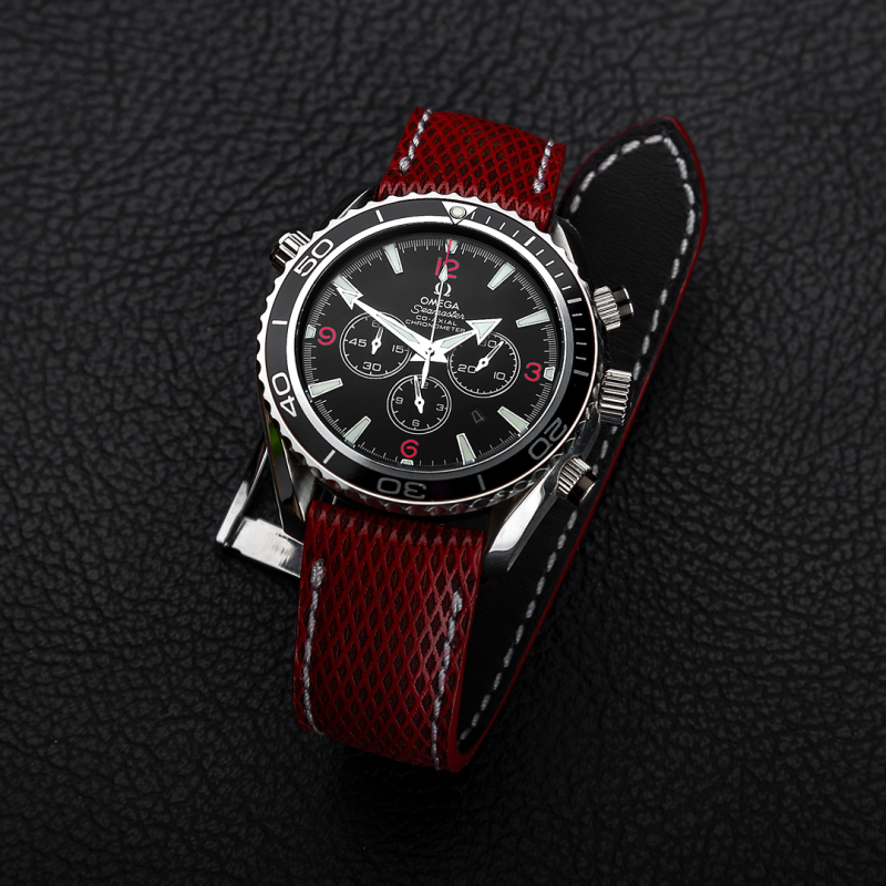 Red Stupa Leather Strap For Omega Seamaster by Gunny Straps