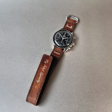 Moonstrap Dark Brown with Hook & Loop Leather Strap For Omega Speedmaster by Gunny Straps