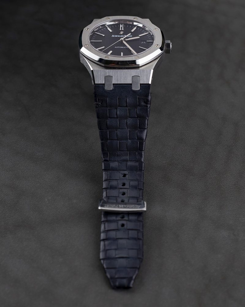 Weaved 360 Dark Grey Patina Strap for Audemars Piguet Royal Oak Selfwinding 41mm by Gunny Straps