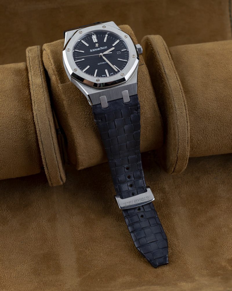 Weaved 360 Dark Grey Patina Strap for Audemars Piguet Royal Oak Selfwinding 41mm by Gunny Straps