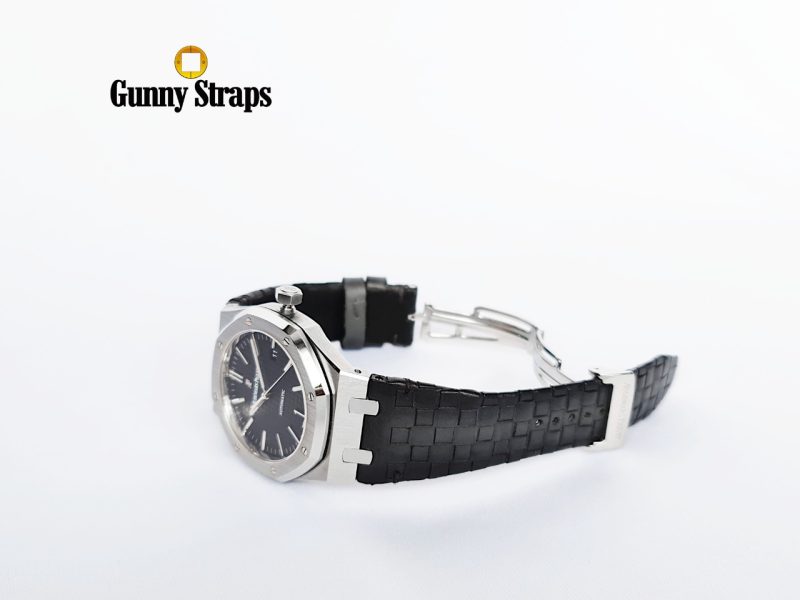 Weaved 360 Dark Grey Patina Strap for Audemars Piguet Royal Oak Selfwinding 41mm by Gunny Straps