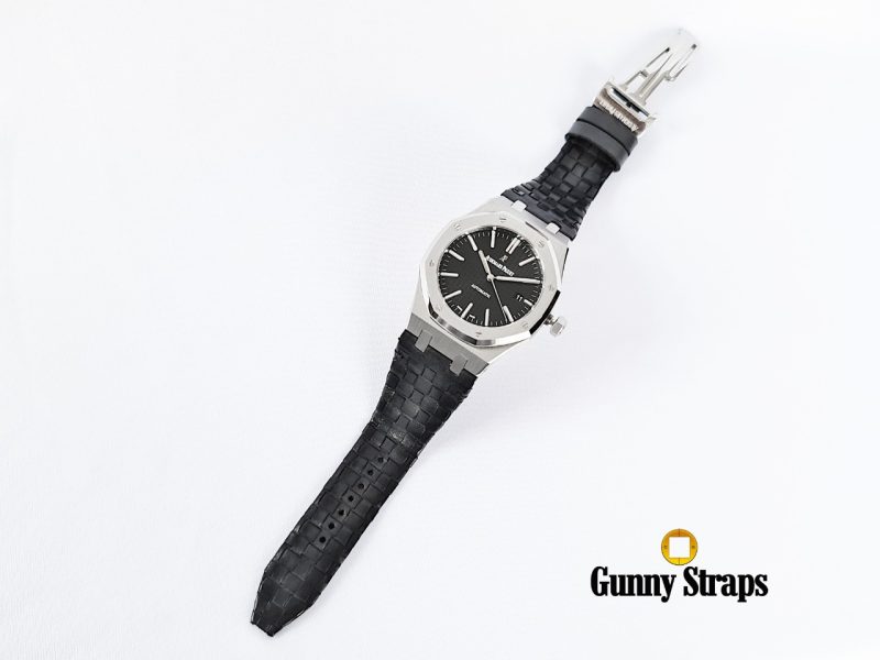 Weaved 360 Dark Grey Patina Strap for Audemars Piguet Royal Oak Selfwinding 41mm by Gunny Straps