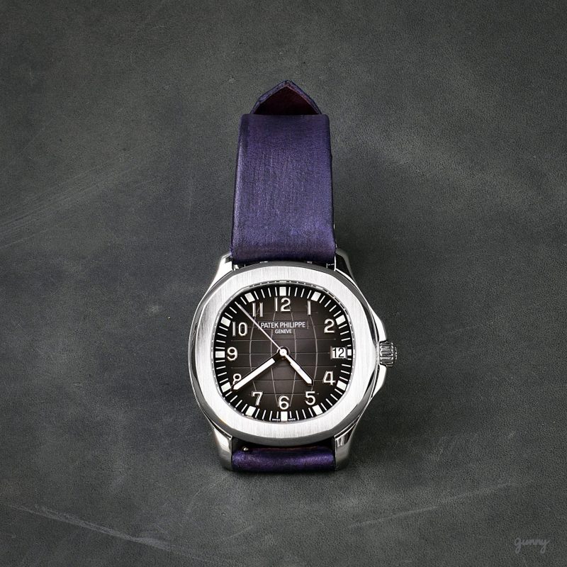 Satin Purple Leather Strap For Patek Philippe AQUANAUT 5167A by Gunny Straps