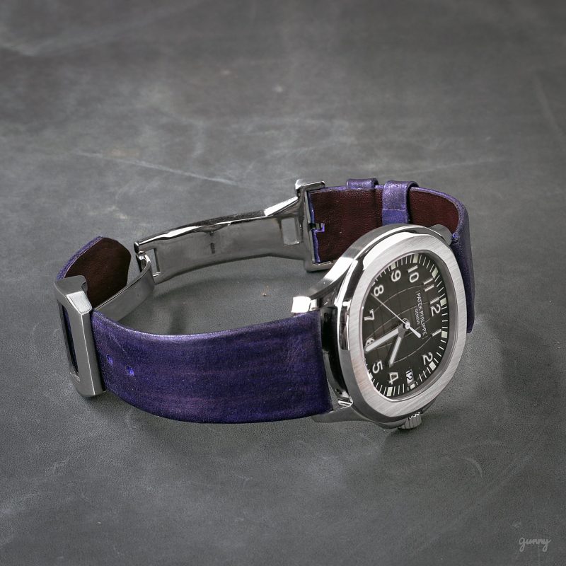 Satin Purple Leather Strap For Patek Philippe AQUANAUT 5167A by Gunny Straps