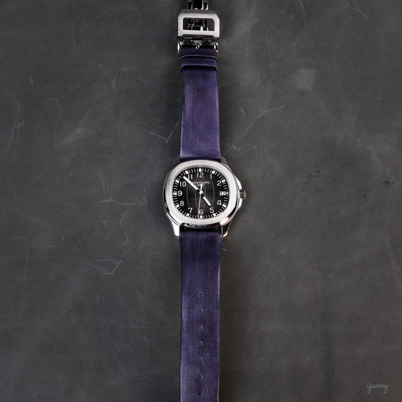 Satin Purple Leather Strap For Patek Philippe AQUANAUT 5167A by Gunny Straps