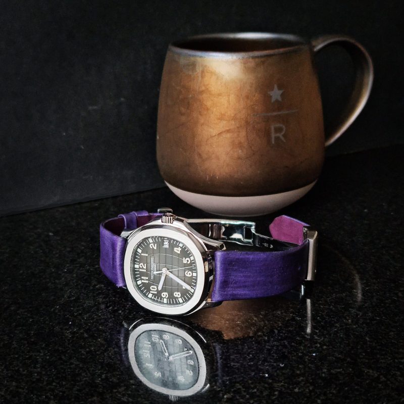 Satin Purple Leather Strap For Patek Philippe AQUANAUT 5167A by Gunny Straps