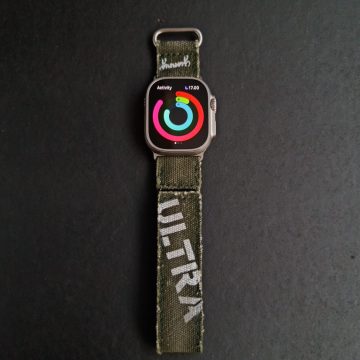 Army Green Ultra Canvas Strap with Hook & Loop on iWatch by Gunny Straps