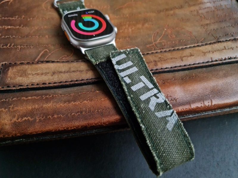 Ultra Canvas Army Green Hook & Loop Strap for Apple Watch by Gunny Straps