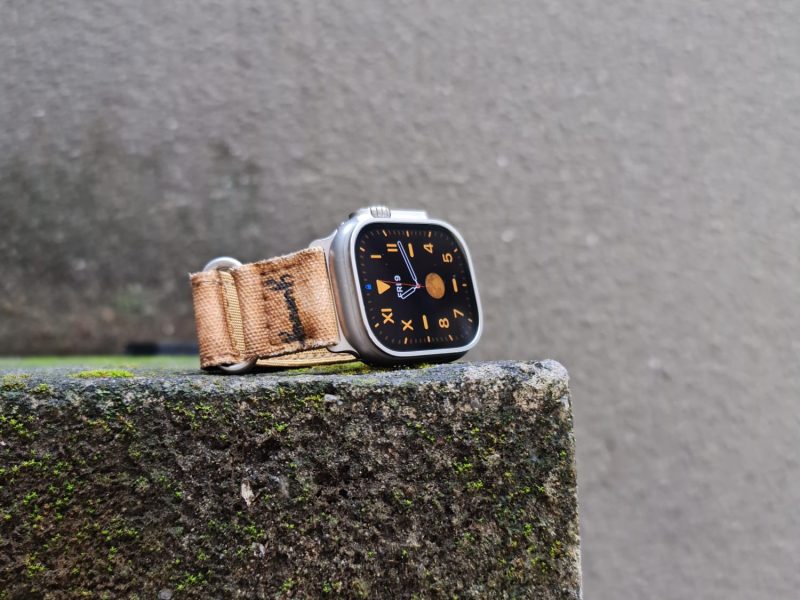 Ultra Canvas Beige Hook & Loop Strap for Apple Watch by Gunny Straps