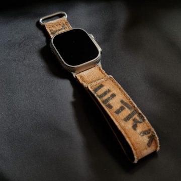 Beige Ultra Canvas Strap with Hook & Loop on iWatch by Gunny Straps