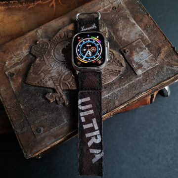 Dark Brown Ultra Canvas Strap with Hook & Loop on iWatch by Gunny Straps