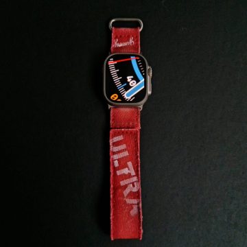 Red Ultra Canvas Strap with Hook & Loop on iWatch by Gunny Straps