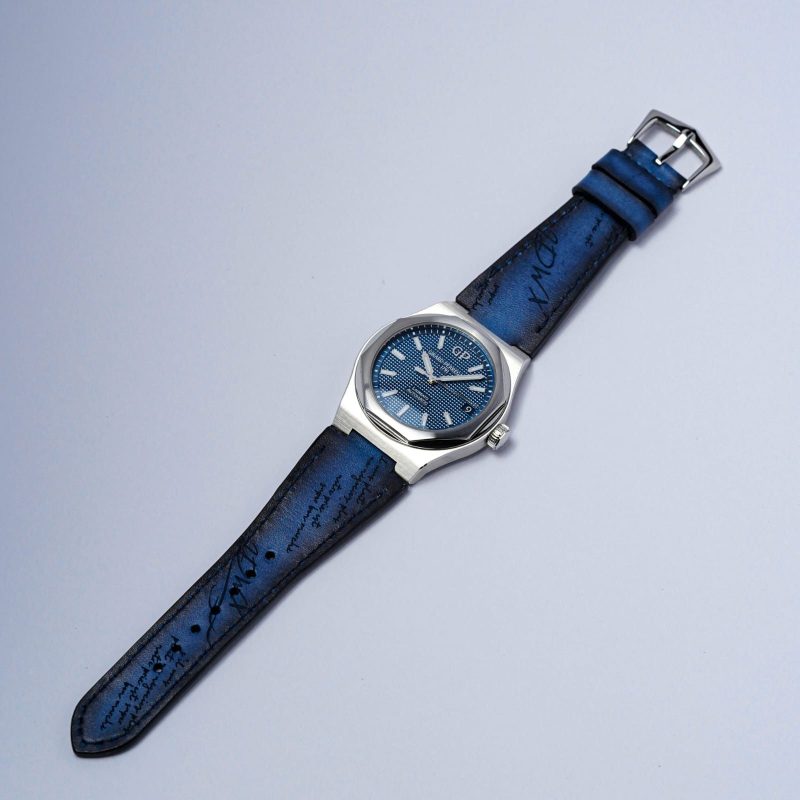 Blue Patina Scritto Strap For Girard Perregaux