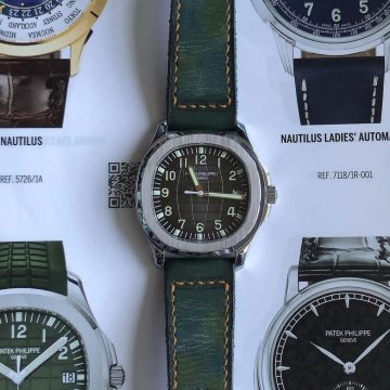 Mission Possible 6 Leather Strap on Patek Philippe Aquanaut by Gunny Straps