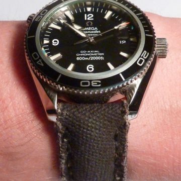 Canvas Noir Strap with Tapered and Padded Style on Omega Seamaster by Gunny Straps