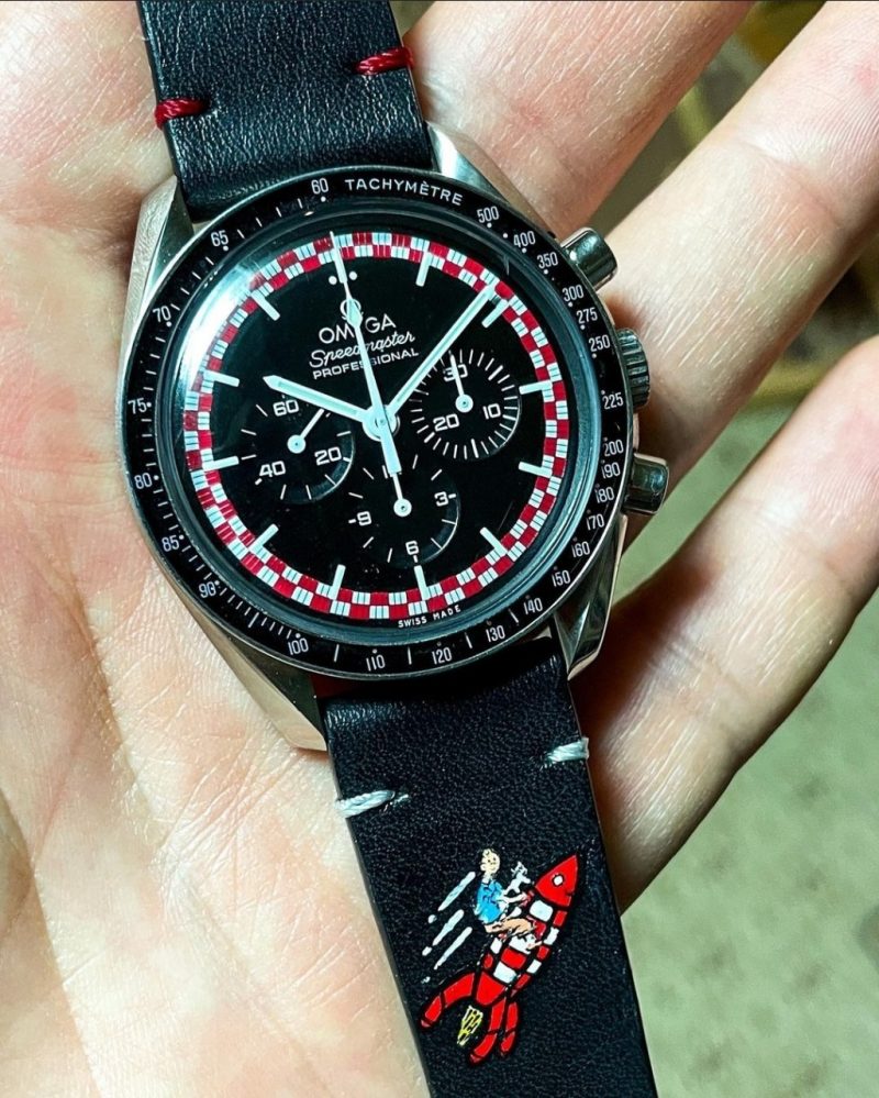 Minimalist TinTin Leather Strap For Omega Speedmaster by Gunny Straps