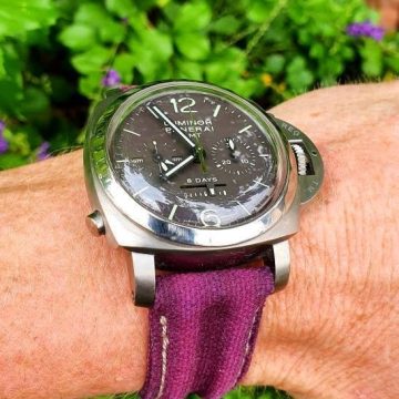 Double Muscular Vintage Burgundy Canvas Strap for Panerai Luminor by Gunny Straps