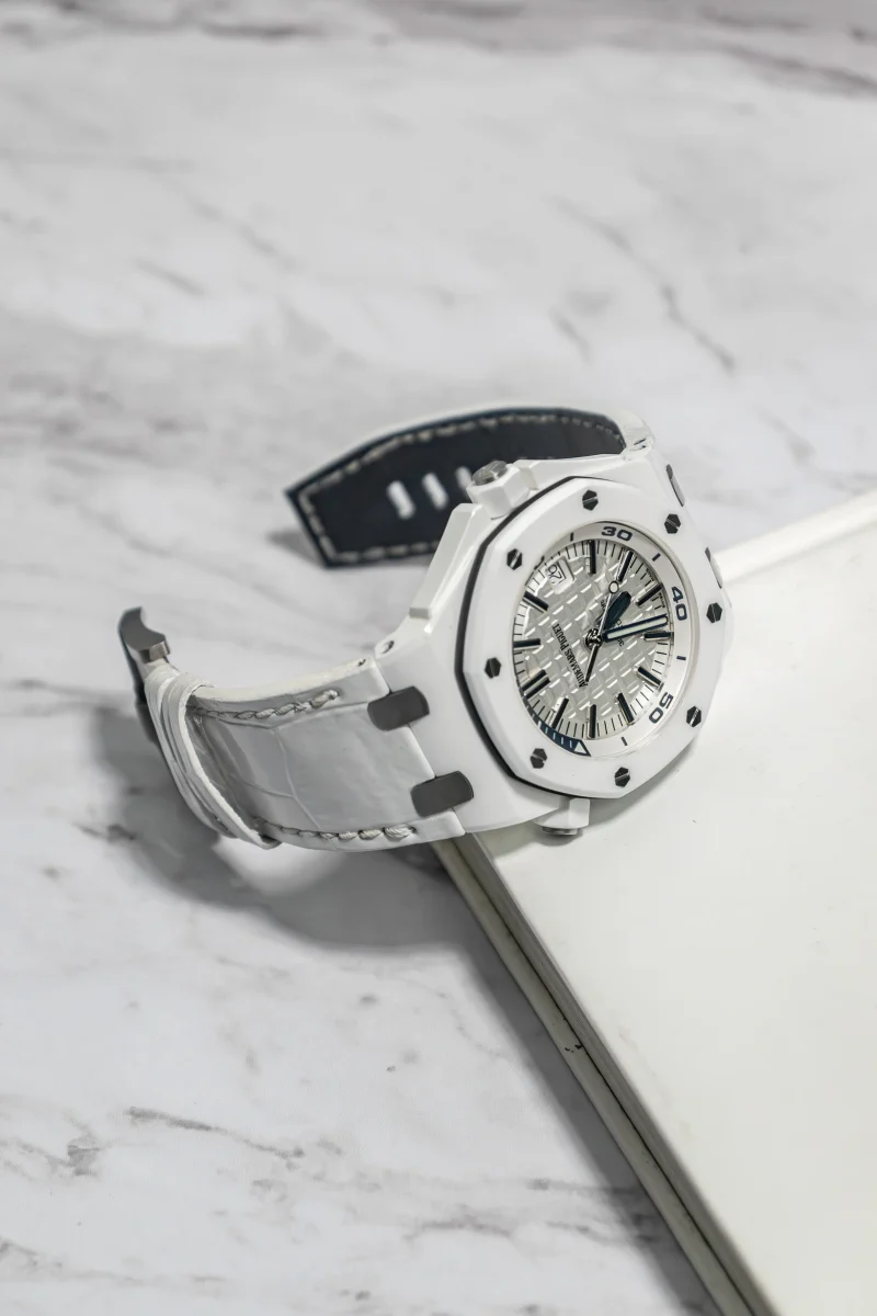 White Croco Strap on Audemars Piguet by Gunny Straps