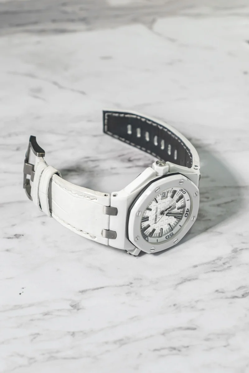 White Croco Strap on Audemars Piguet by Gunny Straps