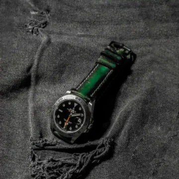 Deep-Green-Strap-on-Rolex-Explorer-II-by-Gunny-Straps