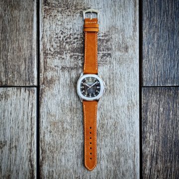 Gunny Straps - Cognac Nubuck Strap on Patek Aquanaut
