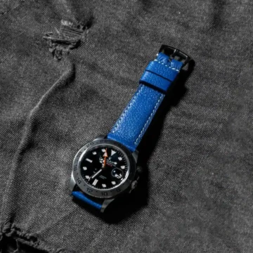 Pebble-Blue-Strap-on-Rolex-Explorer-II-by-Gunny-Straps