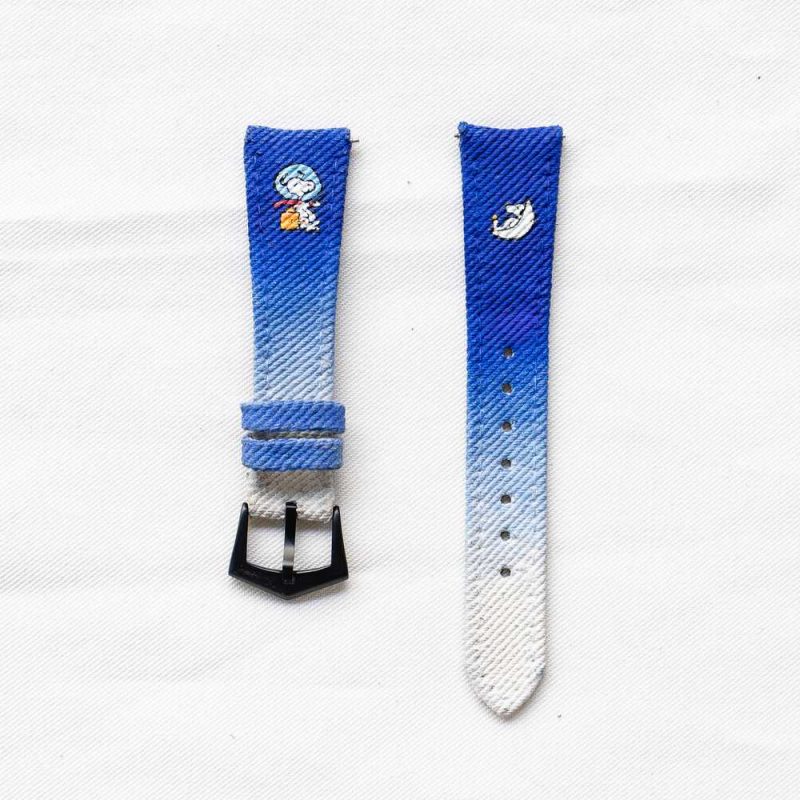 Blue White Denim Two Tone Snoopy Strap