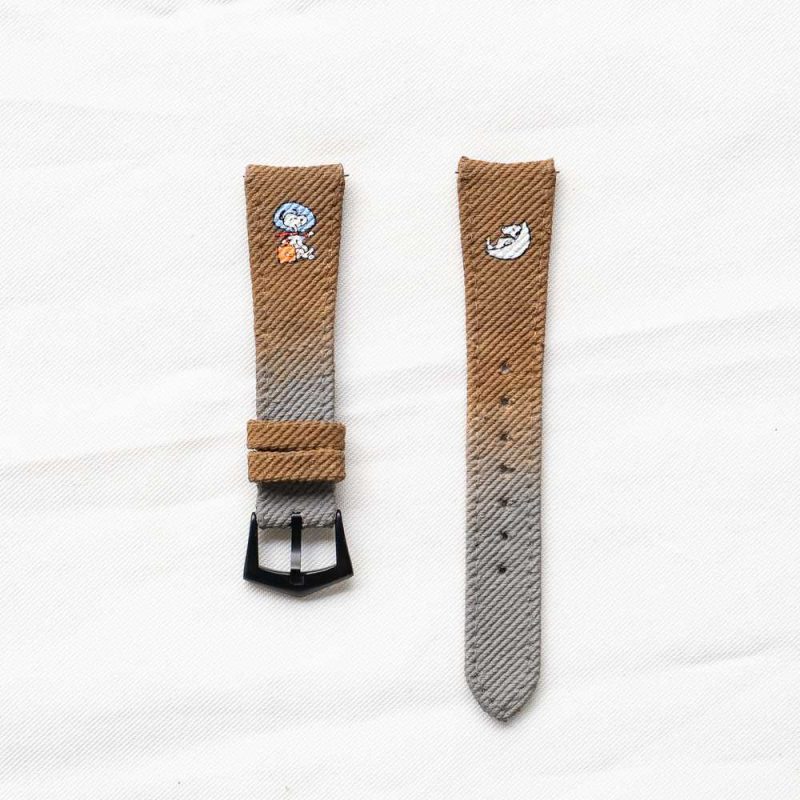 Brown Grey Denim Two Tone With Snoopy Watch Strap Omega