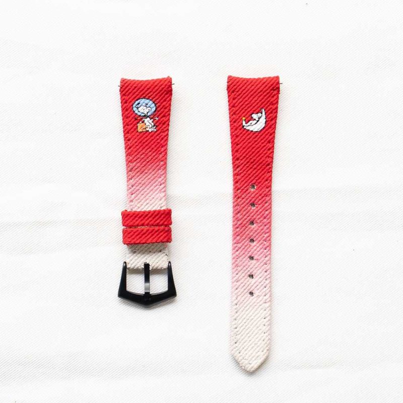 Red White Denim Two Tone With Snoopy Watch Strap Omega