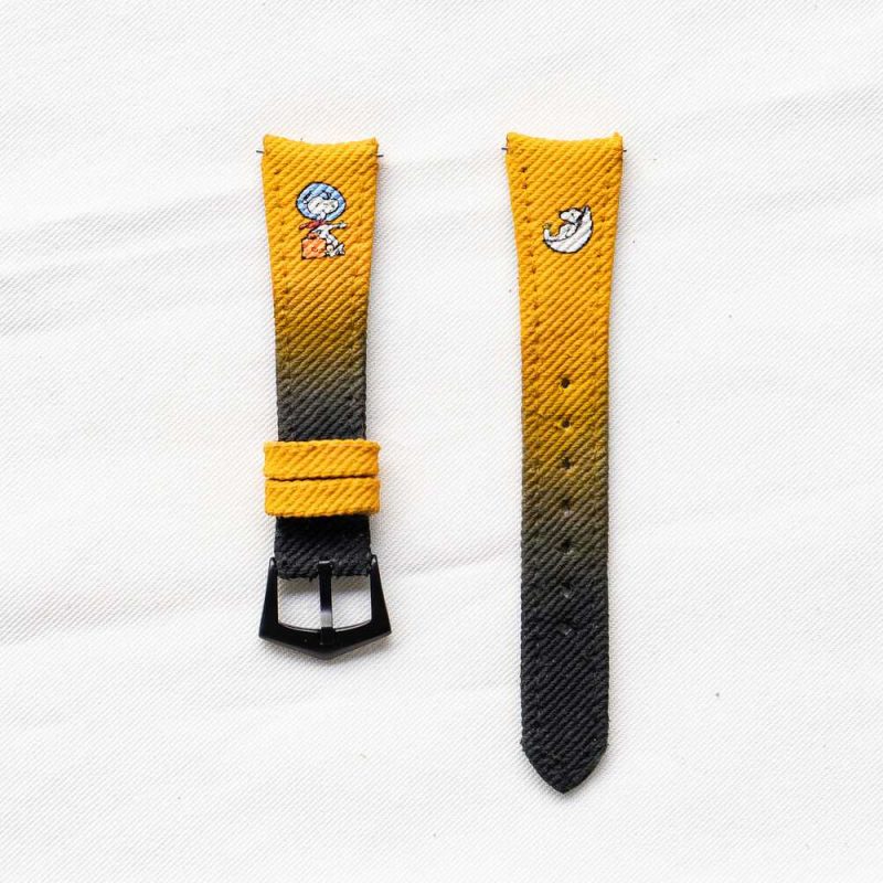 Yellow Black Denim Two Tone With Snoopy Watch Strap Omega