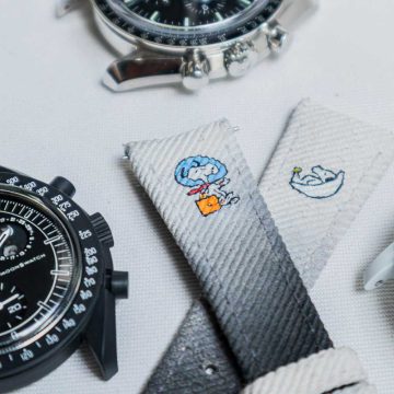 White Black Denim Two Tone Snoopy Strap for Omega moonswatch by Gunny Straps