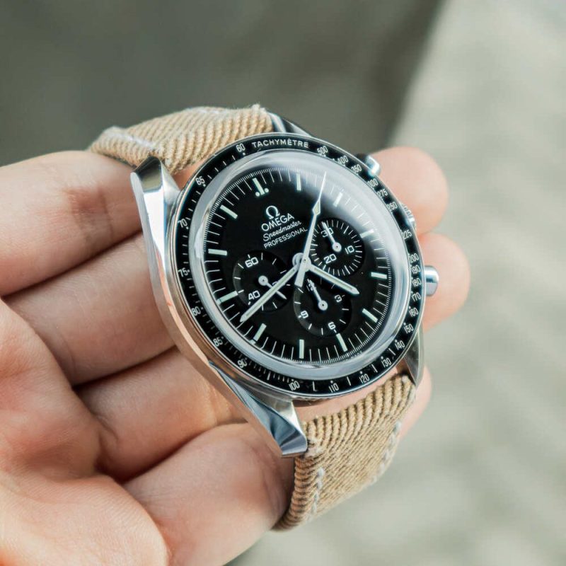 Light Brown Denim Strap For Omega Speedmaster by Gunny Straps