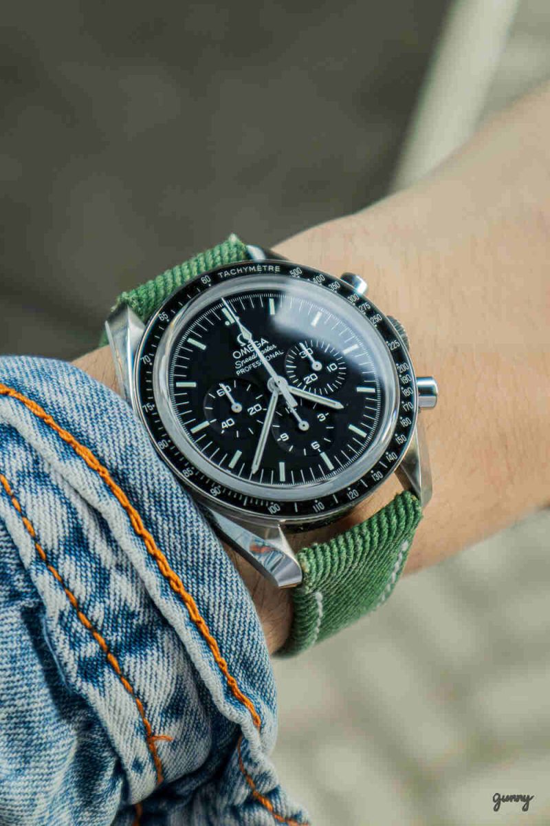 Green Denim Strap For Omega Speedmaster by Gunny Straps