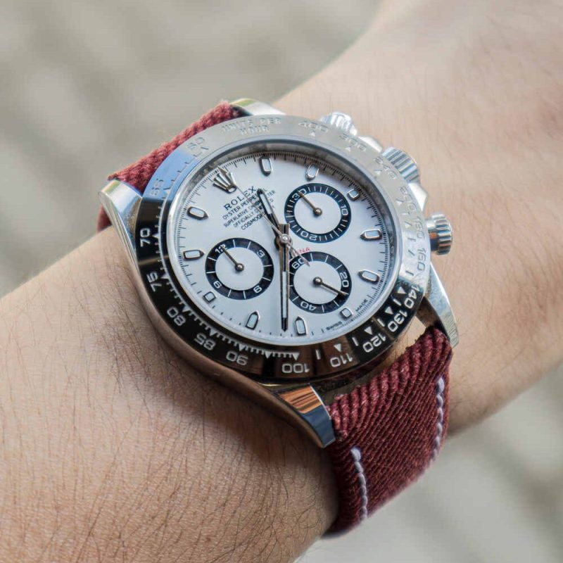 Red Denim watch Strap For Rolex Oyster by Gunny Straps