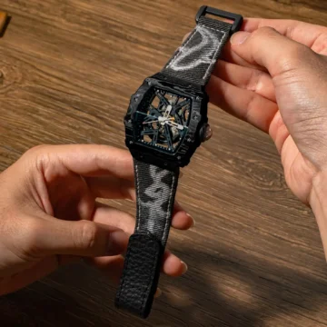Black Calli Denim Strap on Cronusart Watch-2