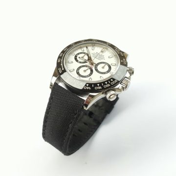 Black Japanese Canvas strap on Rolex Daytona Panda by Gunny Straps