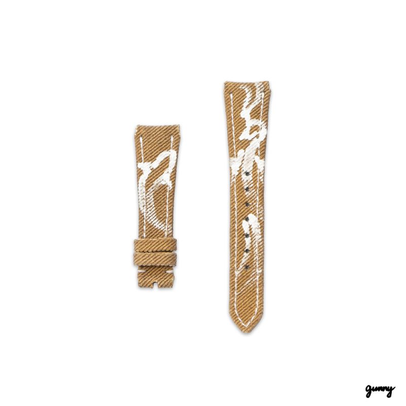 Light Brown (Beige) Calli Denim Watch Strap for Patek Nautillus