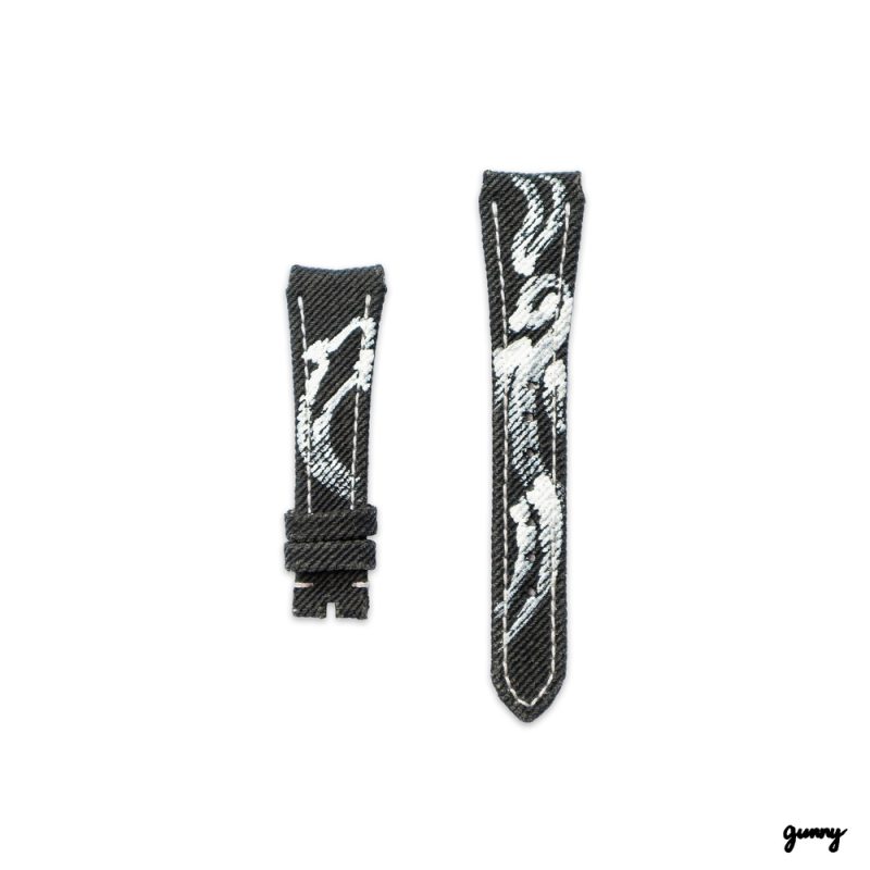 Black Calli Denim Watch Strap for Patek Nautillus