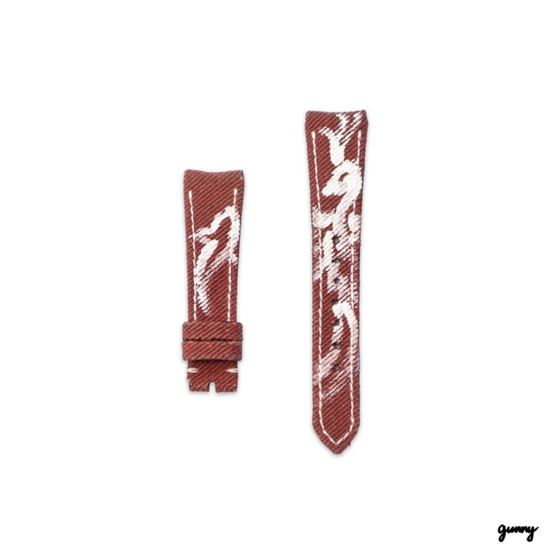 Red Calli Denim Watch Strap by Gunny Strap