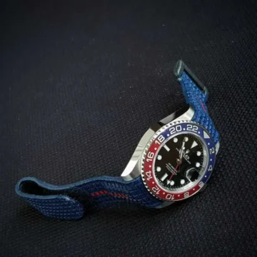 Extreme Blue Chessboard On Rolex GMT Master II Pepsi made by Gunny Straps