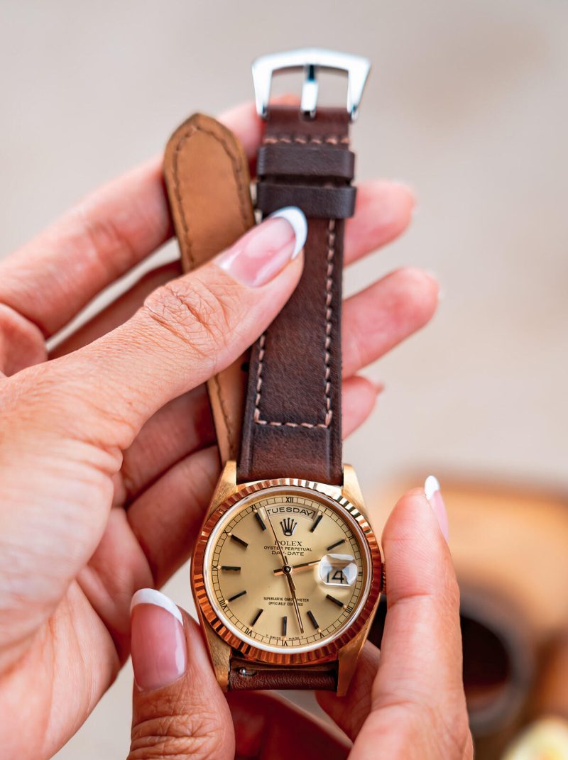 Little Caitlin 4 Leather Strap For Rolex Oyster by Gunny Straps