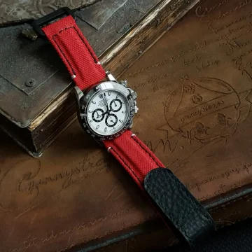 Red Canvas Velcro Strap For Rolex Daytona with Extreme Padded Style