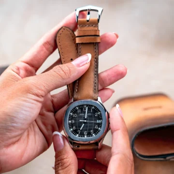 Little-Caitlin-3-on-patek-philippe-aquanaut-made-by-Gunny-straps