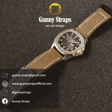 canvas-khaki-with-hook-loop-on-patek-philippe-aquanaut-made-by-Gunny-Straps