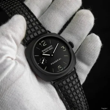 Extreme-Black-Chessboard-Strap-on-Panerai-Radiomir-Black-Seal-made-by-Gunny-Straps