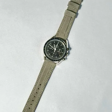 Kevlar Light Grey Strap on Omega Speedmaster by Gunny Straps