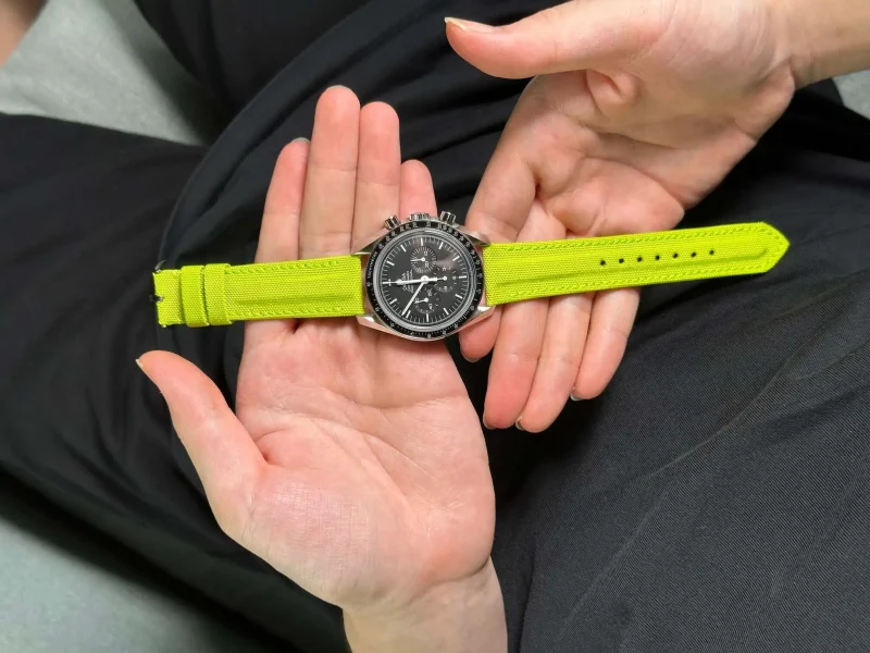 Kevlar Lime on Omega Speedmaster by Gunny Straps